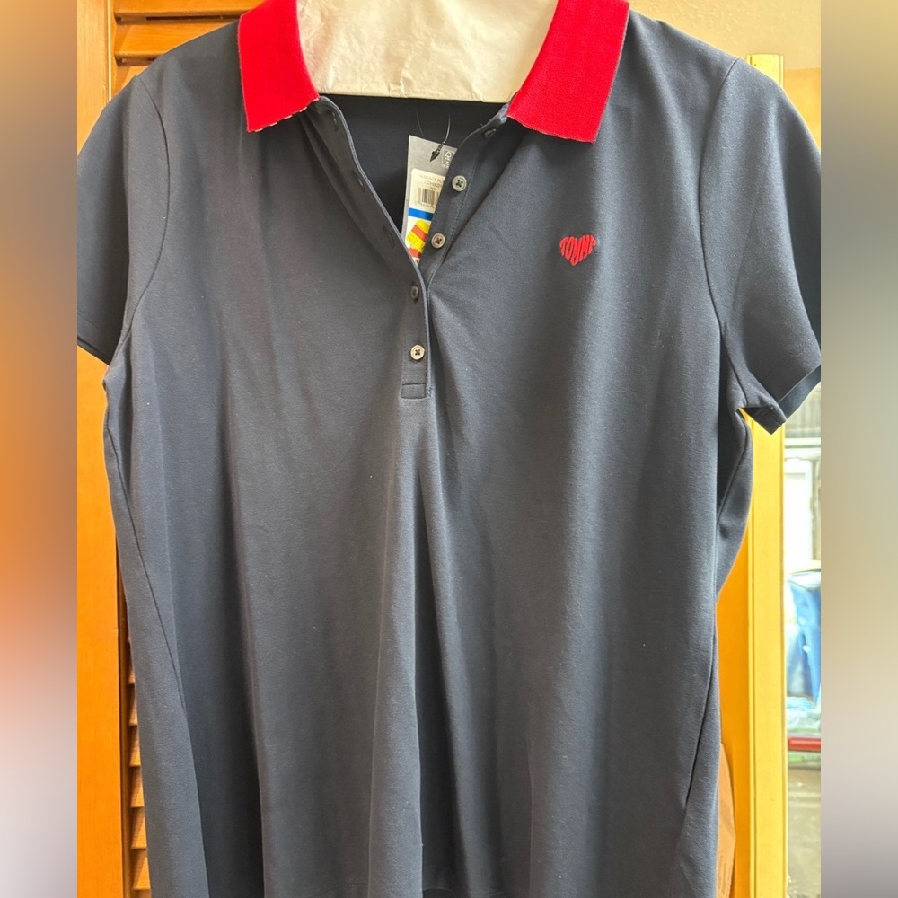 Tommy Hilfiger Navy Polo with Red Collar and Red Heart